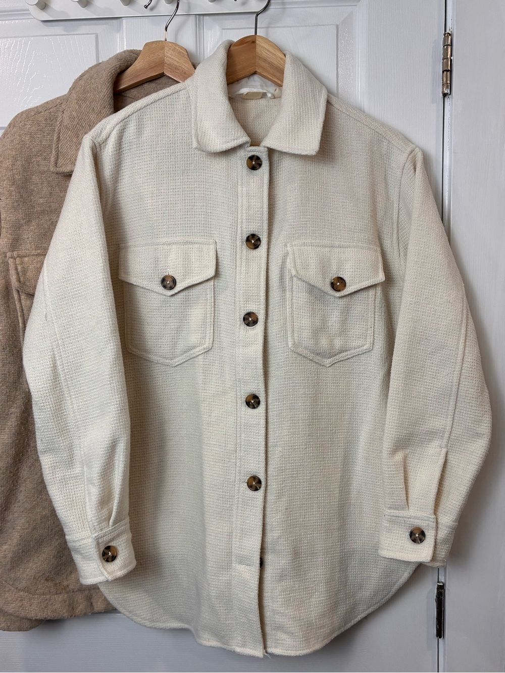 Oak & Ivy Shacket cream oversized shirt jacket woven autumn staple
